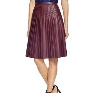 Rebecca Taylor Burgundy Pleated A-Line Skirt